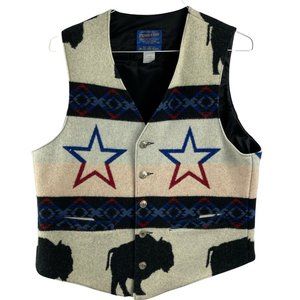Pendleton High Grade Western Wear Wool Vest Aztec Bison Design Men's Medium